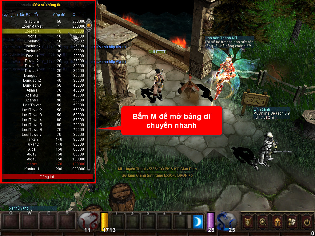 Chức năng chính của Game MU Thiên Hà Chức năng chính của Game MU Thiên Hà