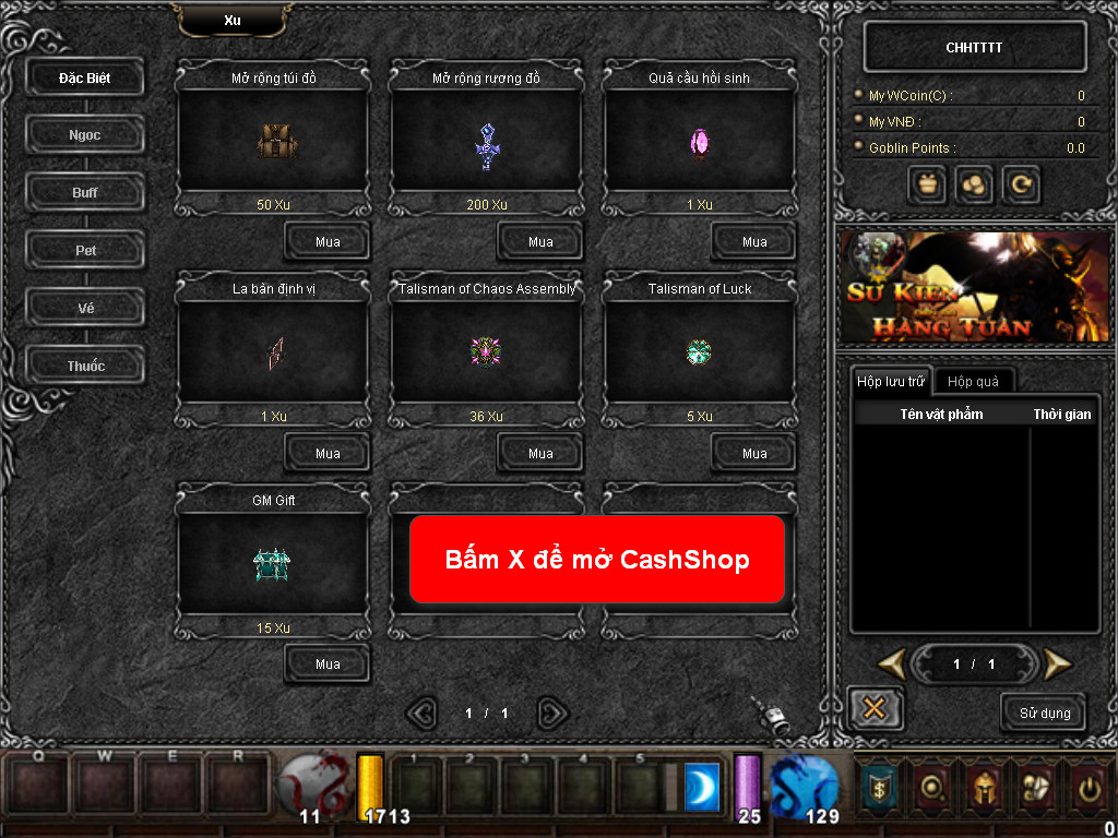 Chức năng chính của Game MU Thiên Hà Chức năng chính của Game MU Thiên Hà